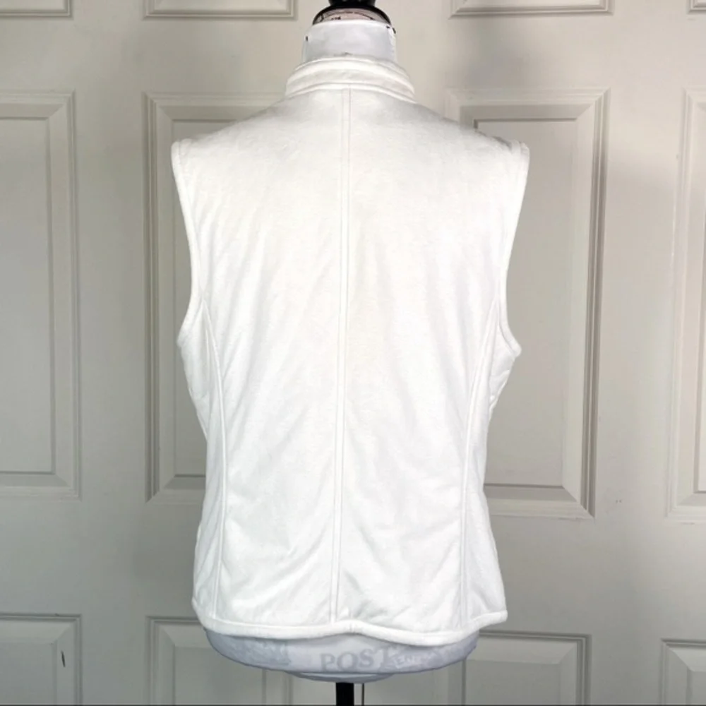 Evan Picone Zip Up Fleece Ivory Vest - Picture 6 of 10